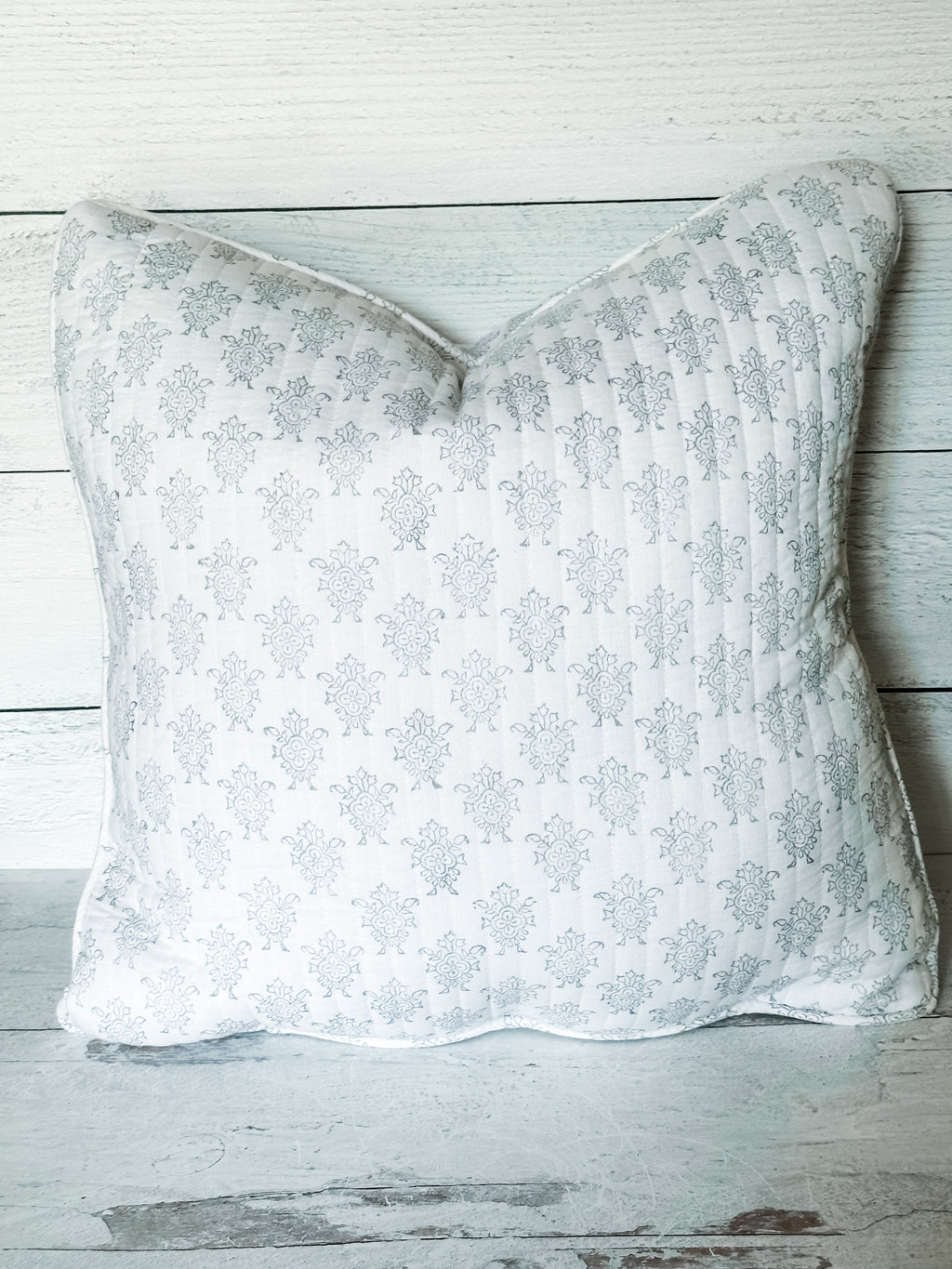 August Table Pillow - August print in Tern Gray