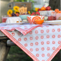 Here Comes the Sun Tablecloth in Cardinal Red
