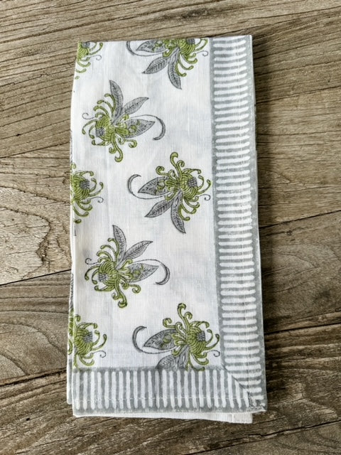 Garden Green and Gray - Cotton | Linen Blend Napkins