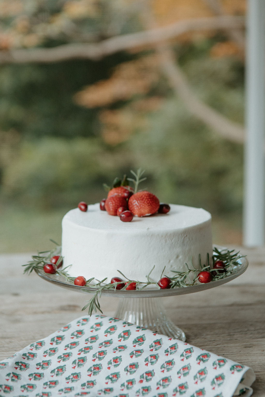 Trillium Napkins in Red and Green Cotton | Linen blend