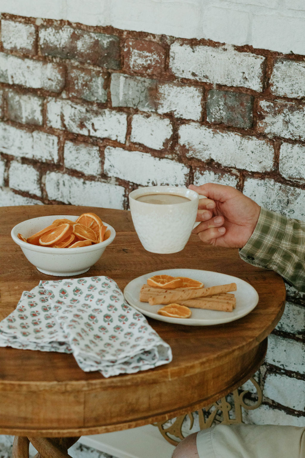 Trillium Napkins in Red and Green Cotton | Linen blend