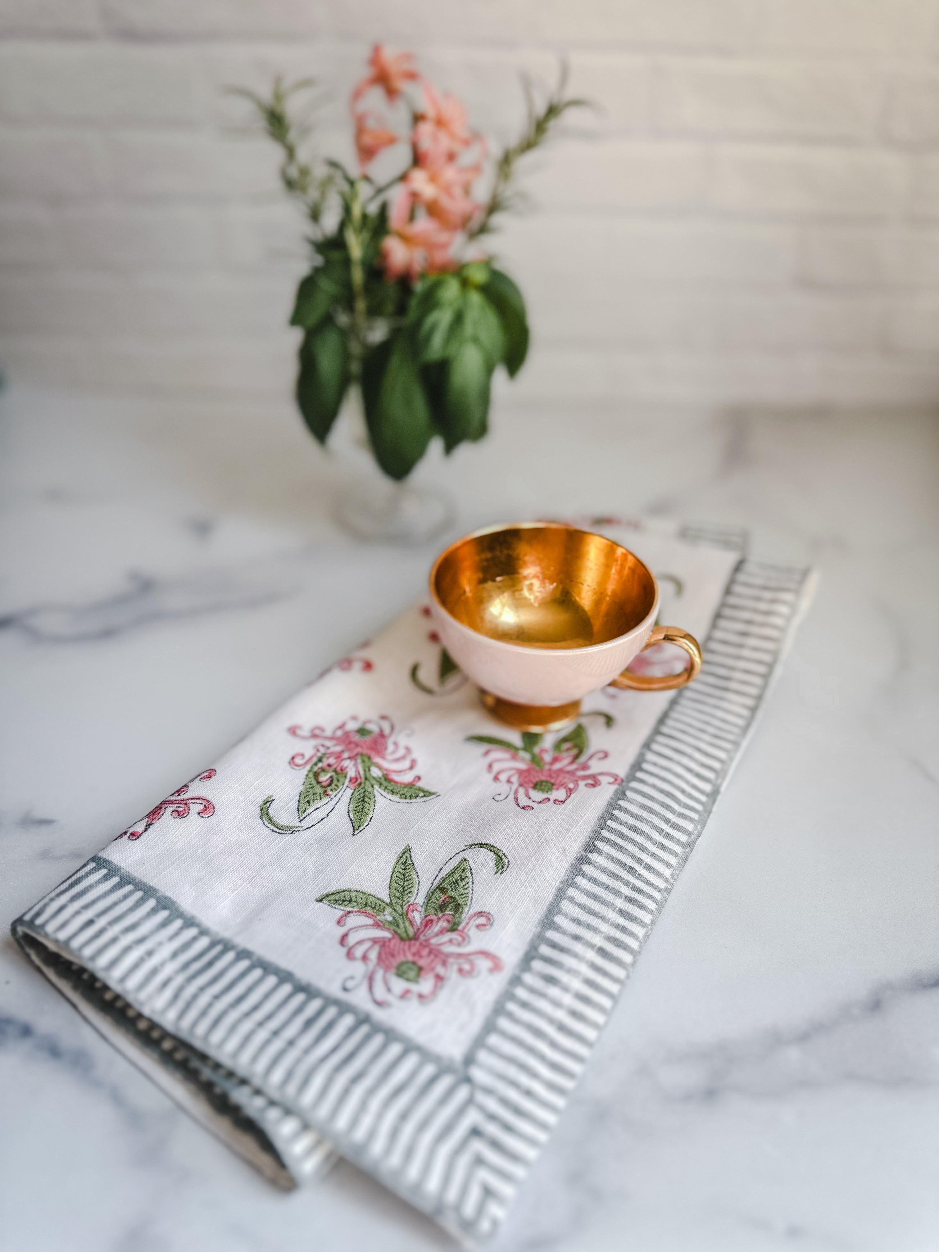 Garden Pink and Gray - Cotton | Linen Blend Napkins