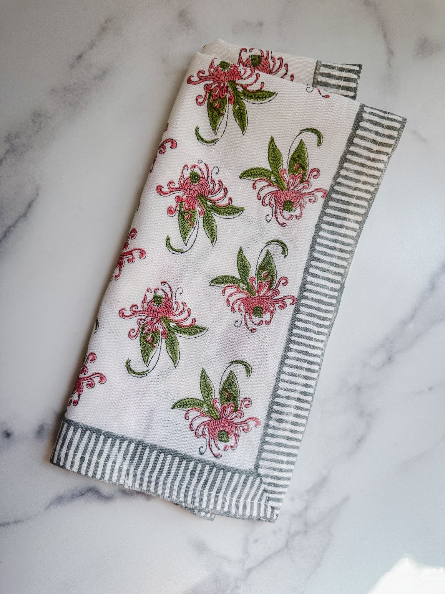 Garden Pink and Gray - Cotton | Linen Blend Napkins