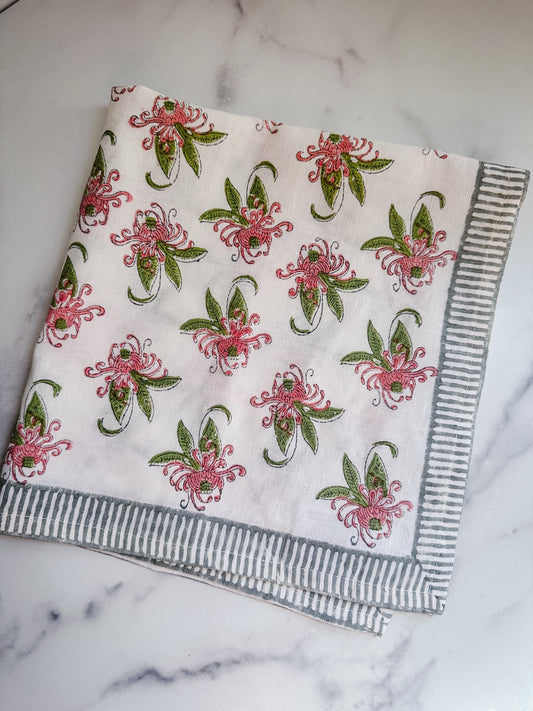 Garden Pink and Gray - Cotton | Linen Blend Napkins