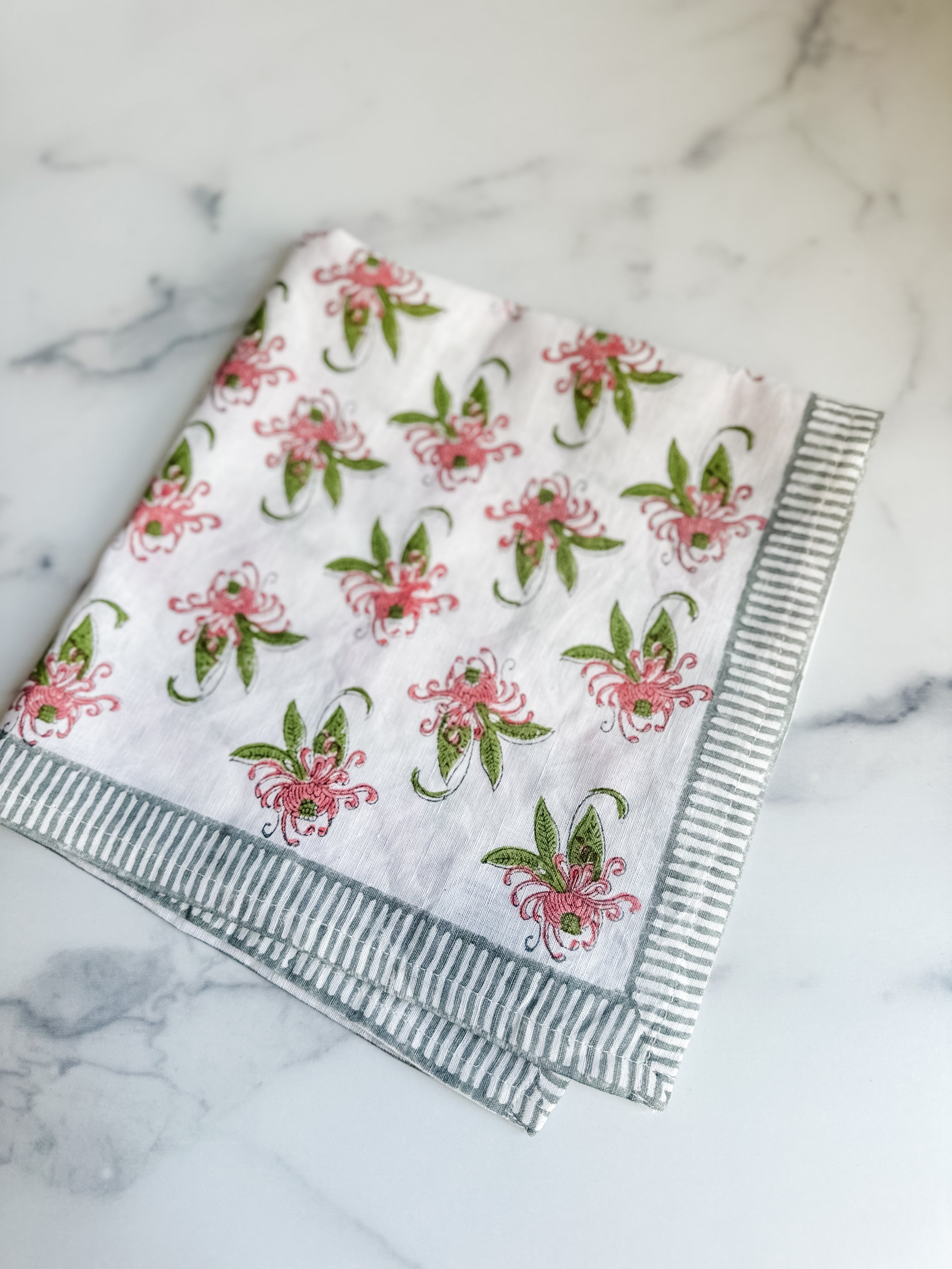 Garden Pink and Gray - Cotton | Linen Blend Napkins