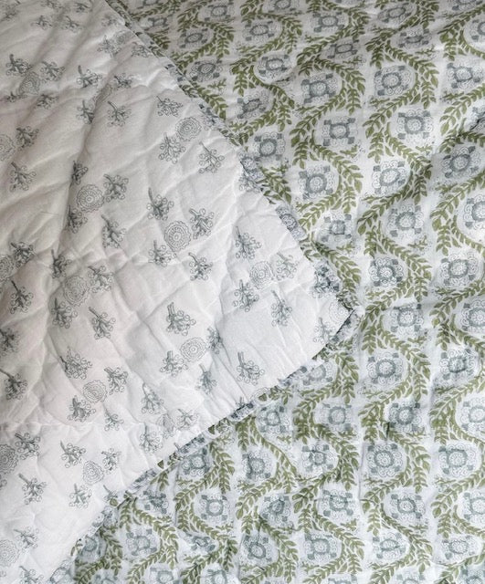 Quilt - Villa Vaux Gray and Green and Petit Gray