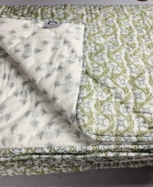 Quilt - Villa Vaux Gray and Green and Petit Gray