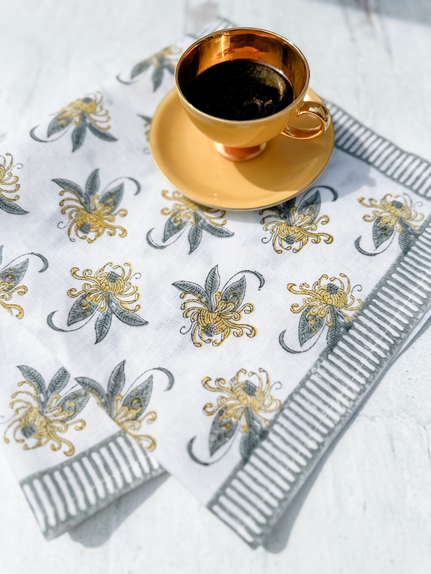 Garden Yellow and Gray - Cotton | Linen Blend Napkins