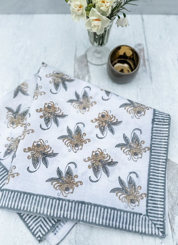 Garden Cream and Gray - Cotton | Linen Blend