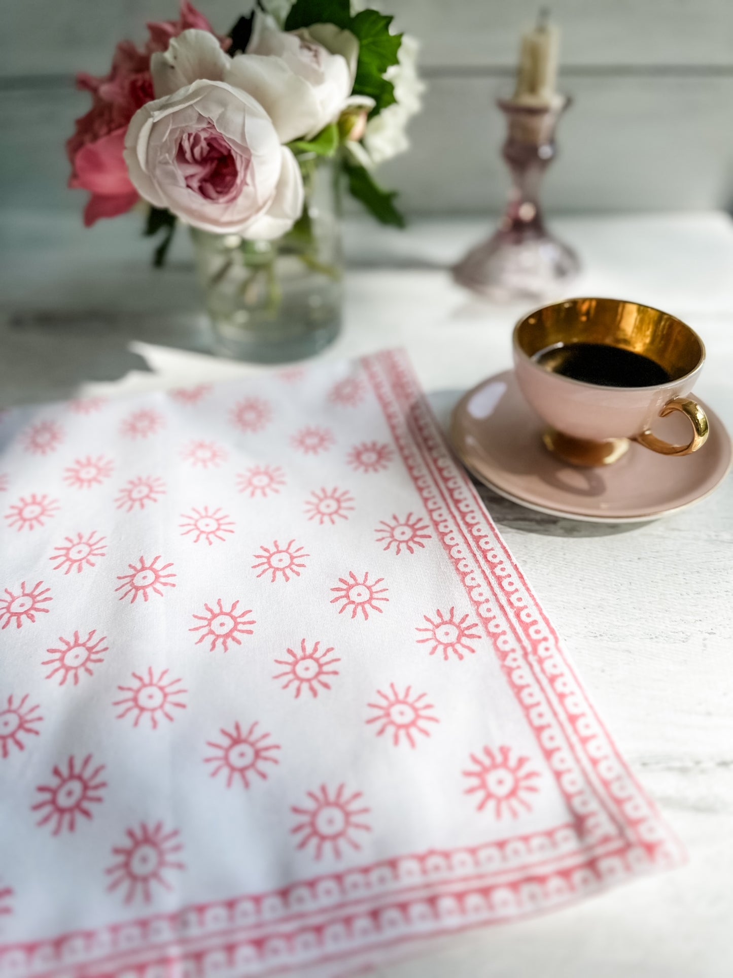 Here Comes the Sun Napkins in Kestrel Pink - set of 4