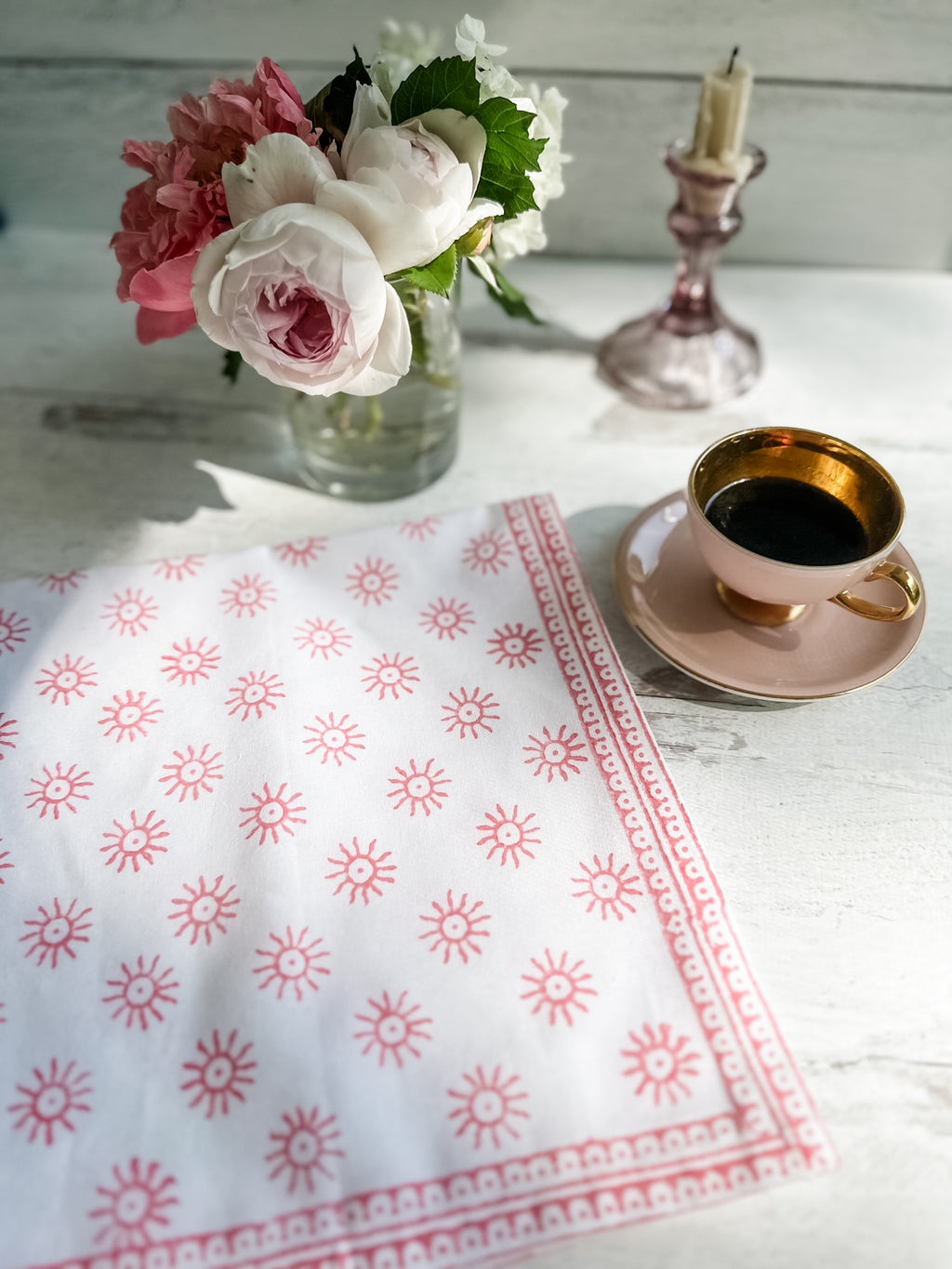Here Comes the Sun Napkins in Kestrel Pink - set of 4