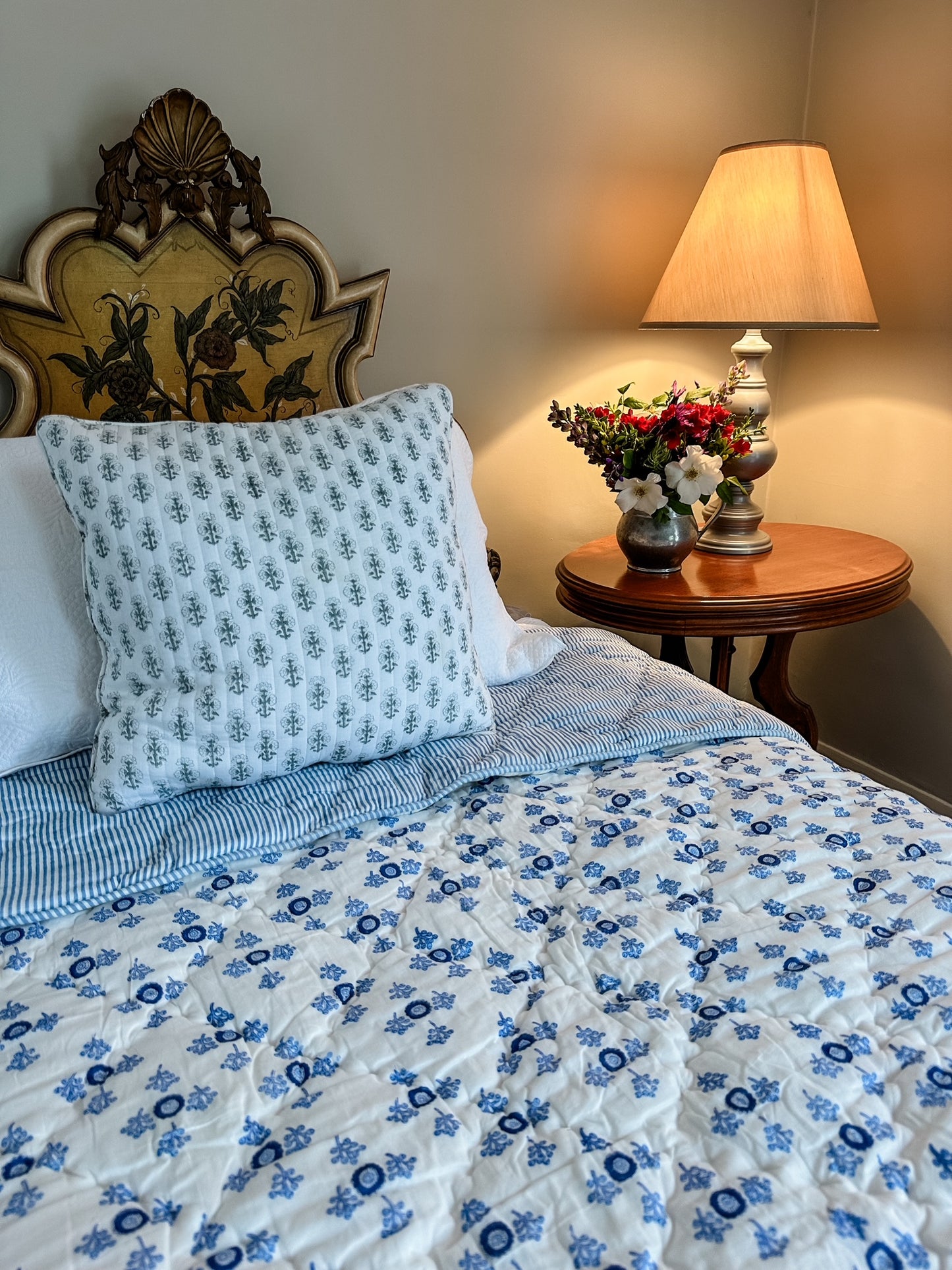 Quilt - Villa Vaux Petit Blue and White and Stripes