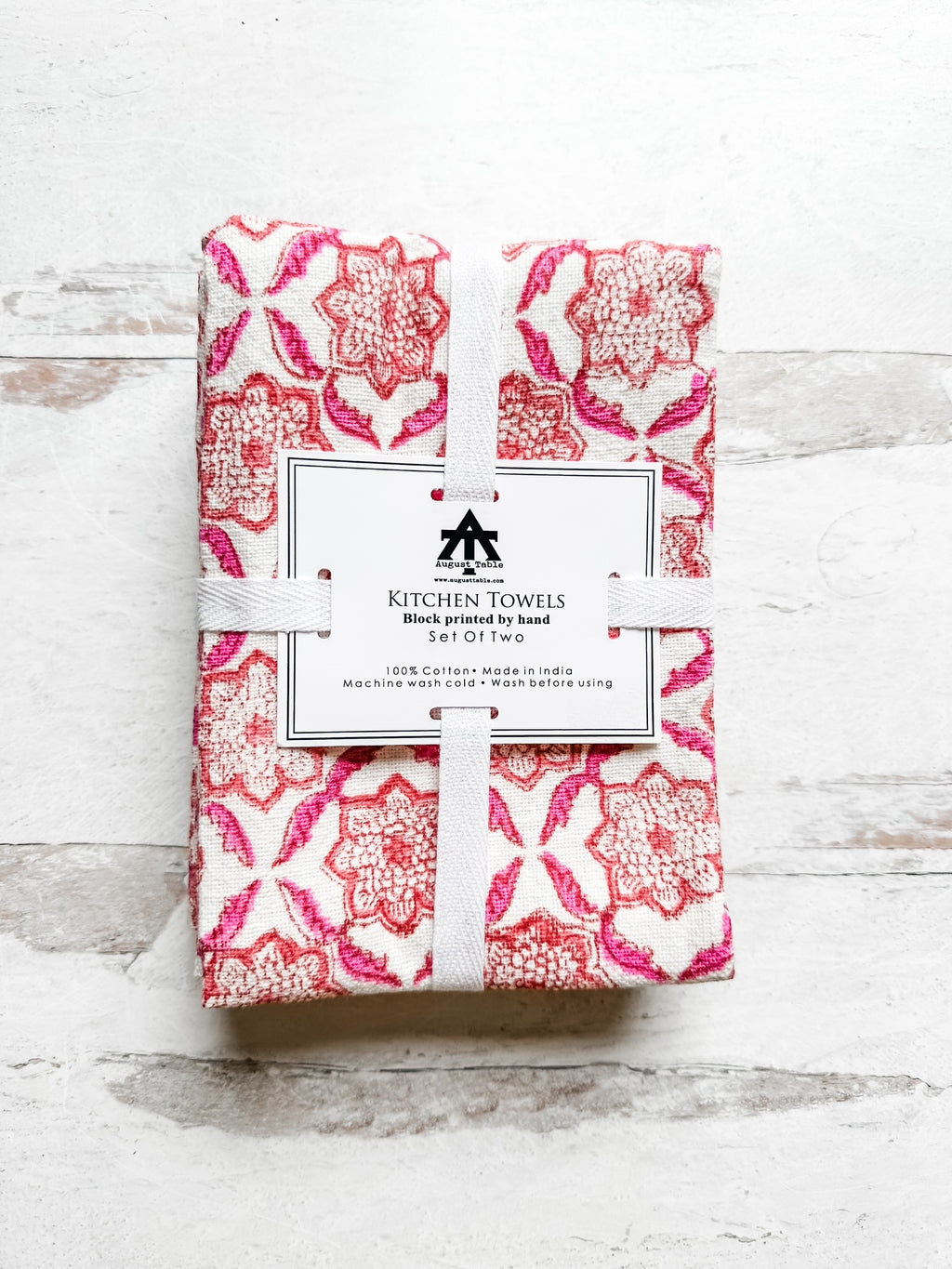 Kitchen Towel in Seraphim in Pink and Orange - set of 2