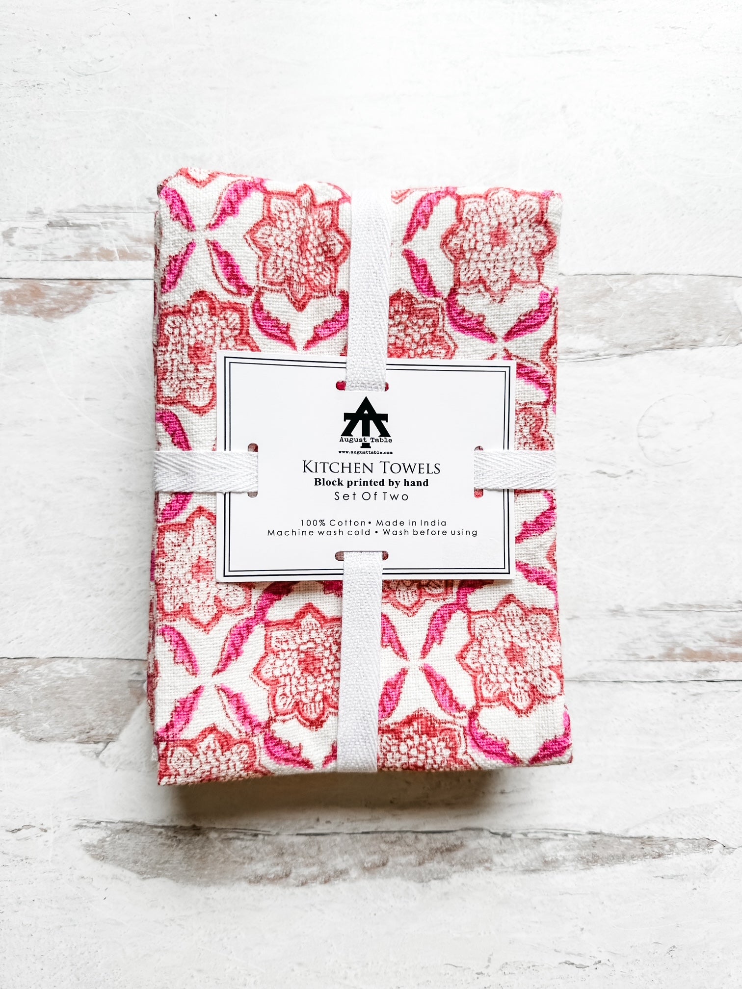 Kitchen Towel in Seraphim in Pink and Orange - set of 2