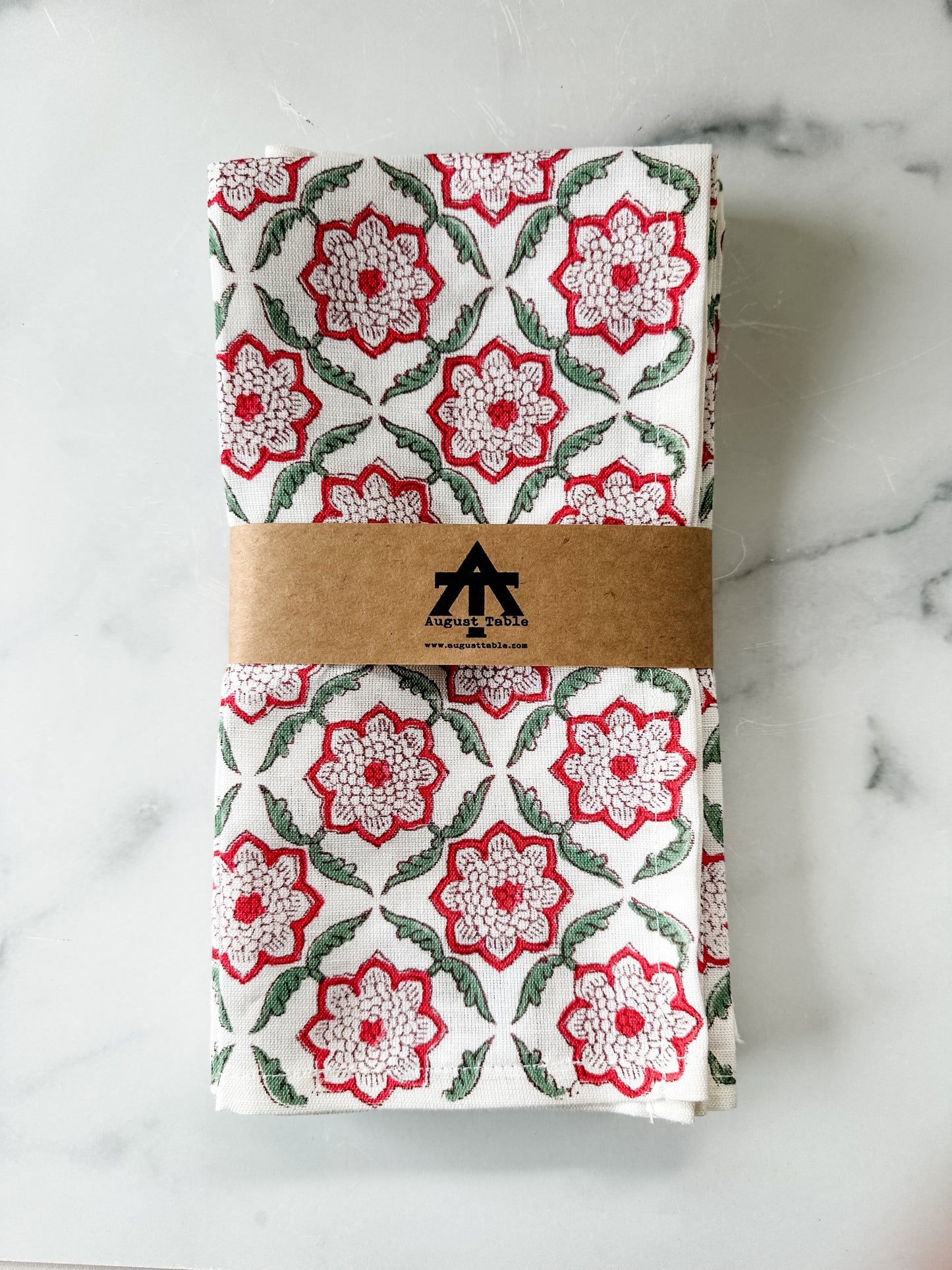 Seraphim Napkins in Red and Green Cotton | Linen blend