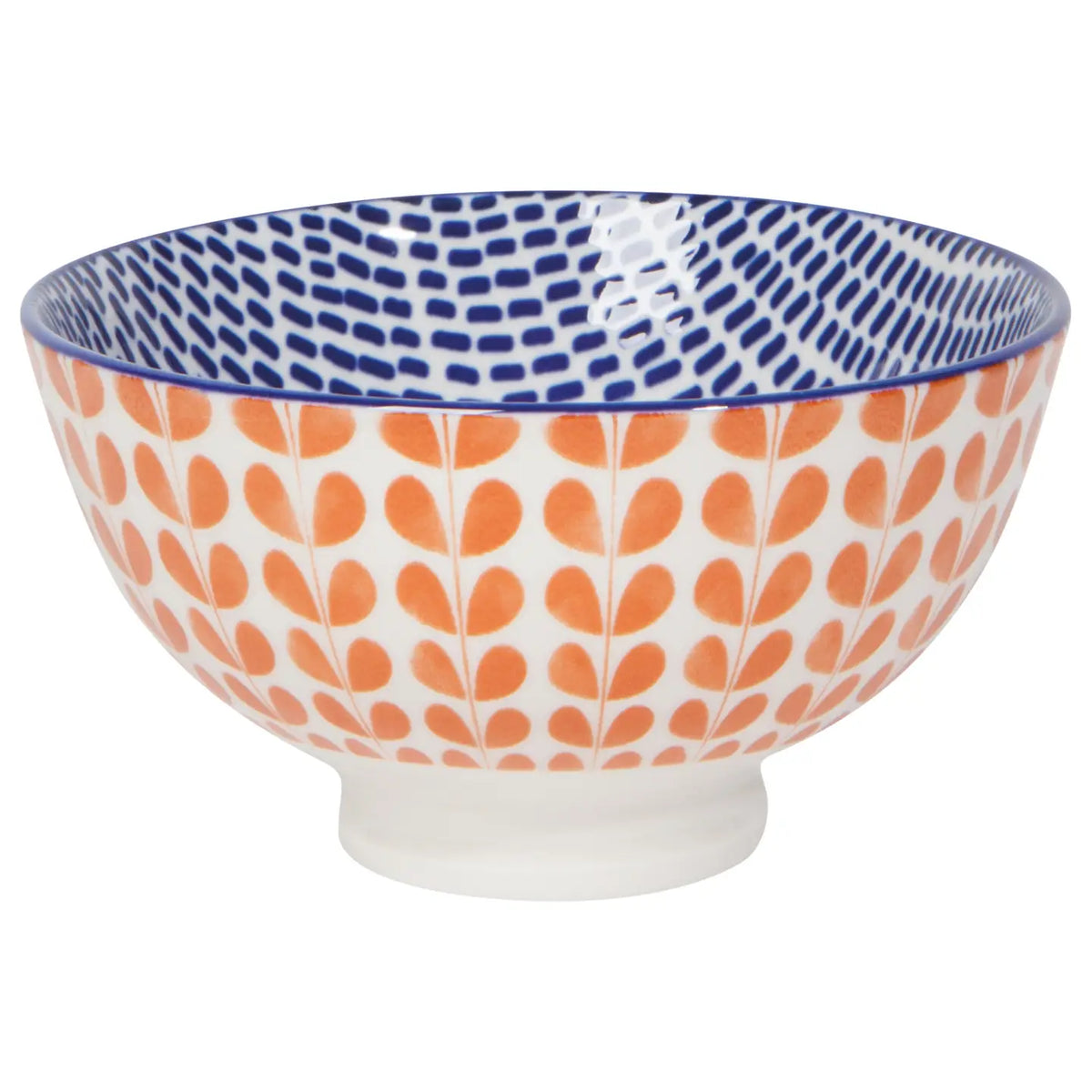 Danica Orange Blue Blossom Stamped Bowl - 4 inch