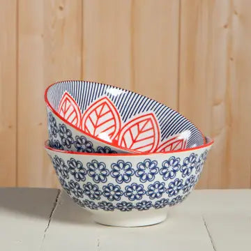 Danica - Red Floral Stamped Bowl 6 inch