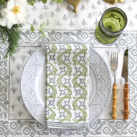 Villa Vaux - Grand Gray and Green Napkins - Ships Late May