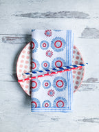 Aster Napkins - Set of 4 in Blue and Red