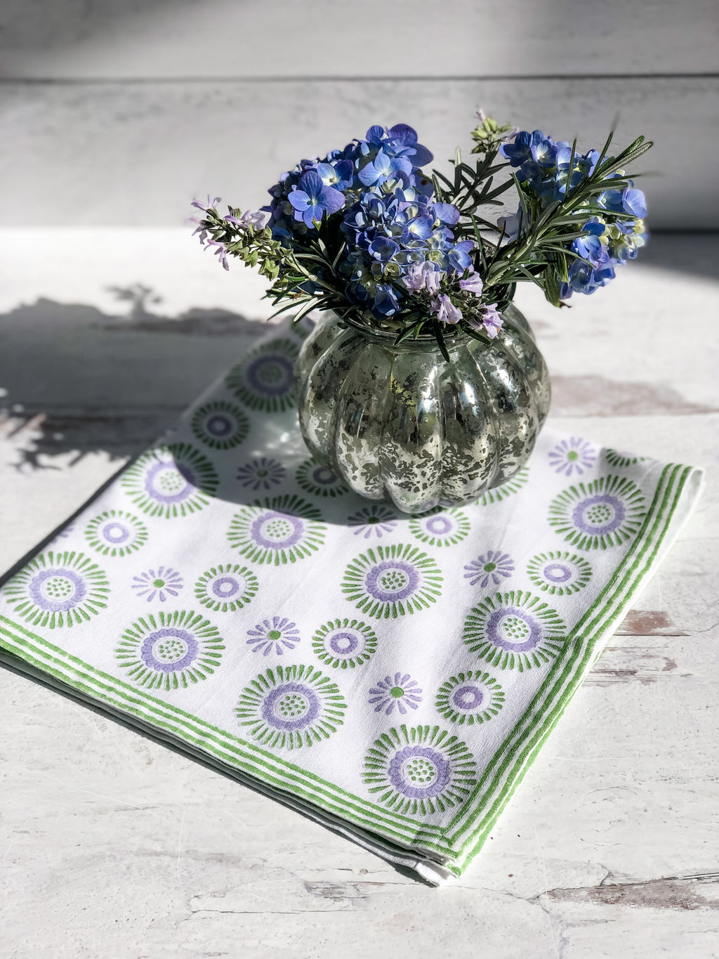 Aster Napkins - Set of 4 in Lavender and Green