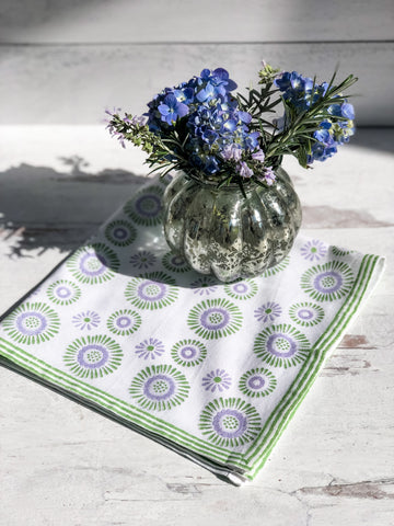 Aster Napkins - Set of 4 in Lavender and Green