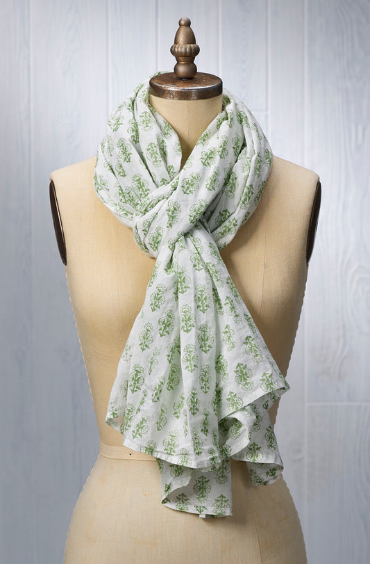 Scarf / Wrap / Sarong - Talelayo print in Barbet Green