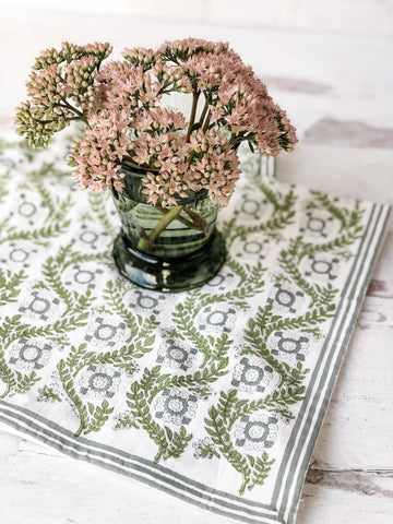 Villa Vaux - Grand Gray and Green Napkins - Ships Late May