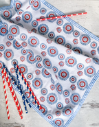 Aster Tablecloth - Blue and Red