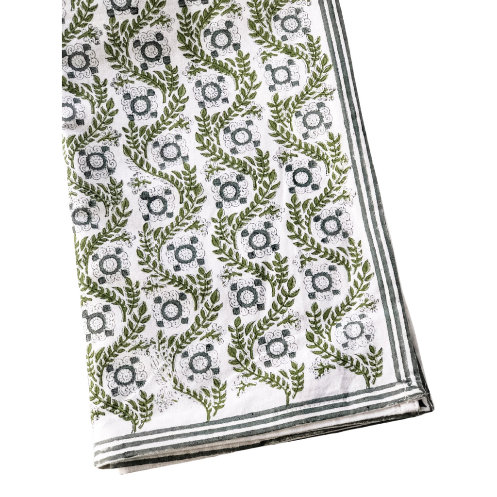 Villa Vaux Grand Tablecloth - Gray and Green